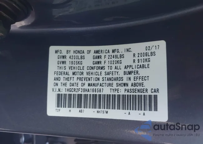 1HGCR2F39HA166587: 43898801