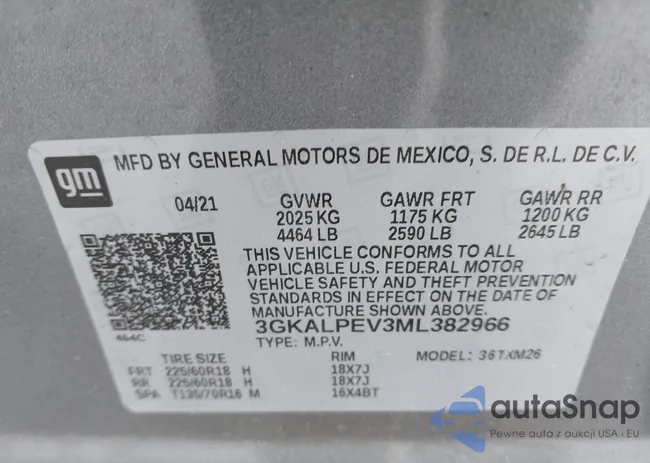 3GKALPEV3ML382966: 43900005