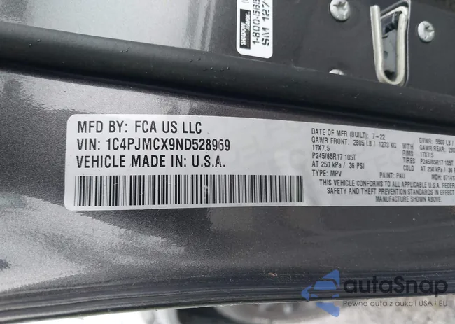 1C4PJMCX9ND528969: 43900069