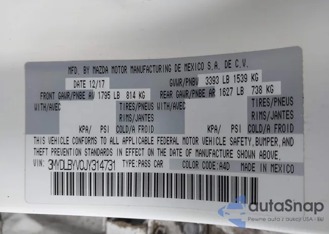 3MYDLBYV0JY314731: 43900149