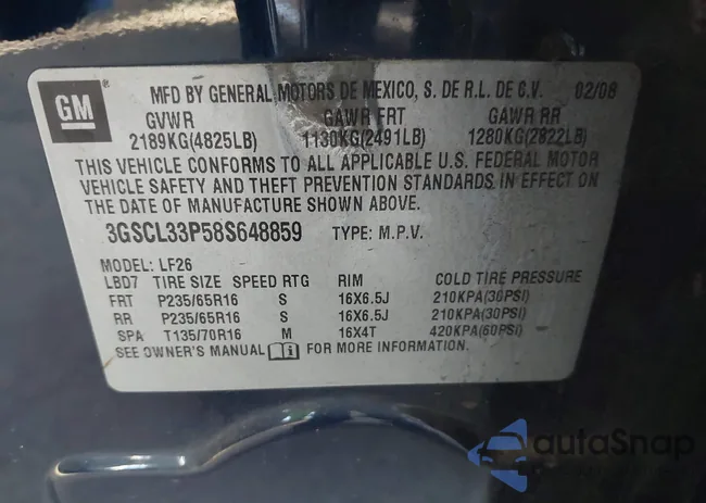 3GSCL33P58S648859: 43900318