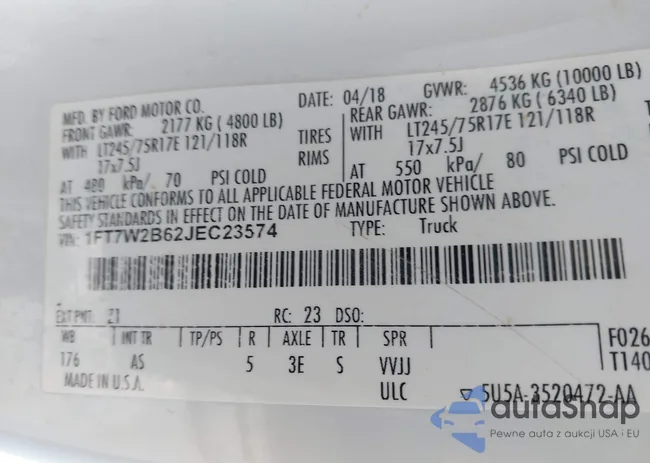 1FT7W2B62JEC23574: 43899550