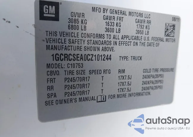 1GCRCSEA0CZ101244: 43899724