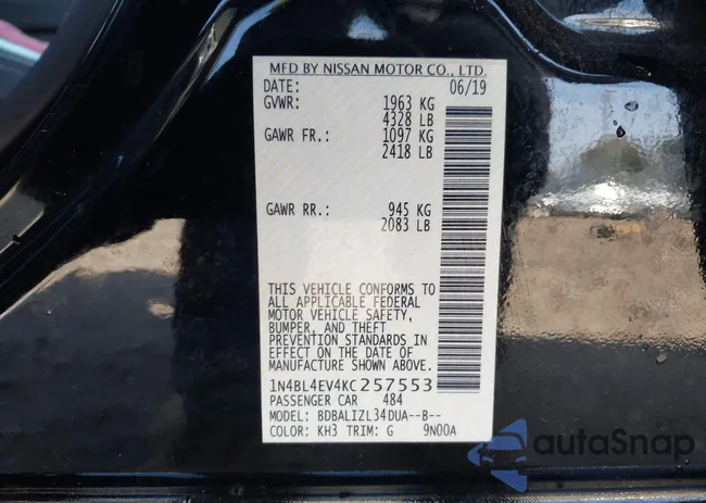 1N4BL4EV4KC257553: 43899732