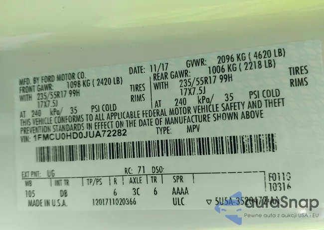 1FMCU0HD0JUA72282: 43899767