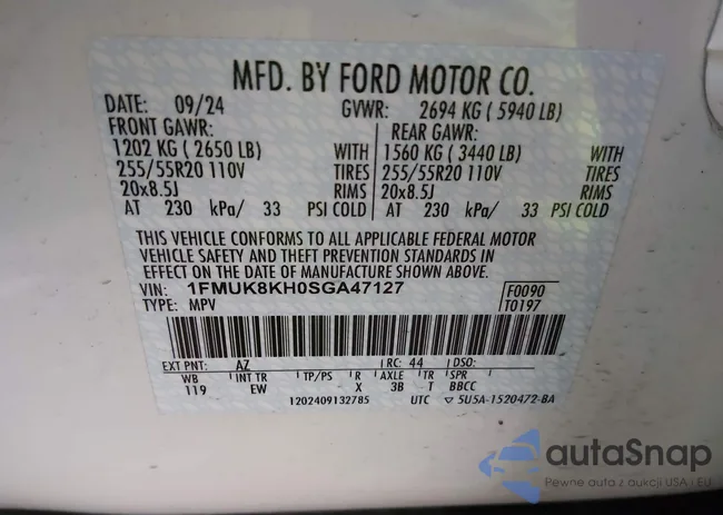 1FMUK8KH0SGA47127: 43899802