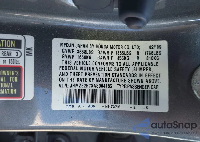 JHMZE2H7XAS004485: 43900927