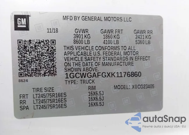 1GCWGAFGXK1176860: 43901203