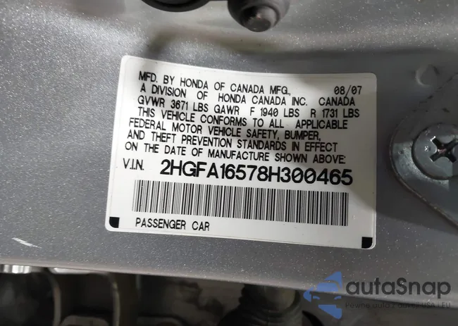 2HGFA16578H300465: 43901265
