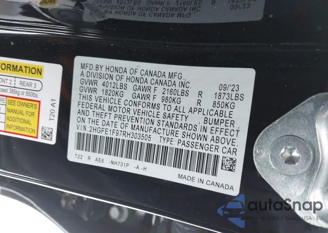 2HGFE1F97RH303505: 43901296