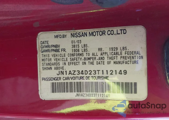 JN1AZ34D23T112149: 43901307