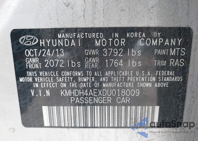 KMHDH4AEXDU018009: 43901360