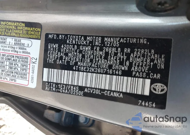 4T1BE32K26U716146: 43901375