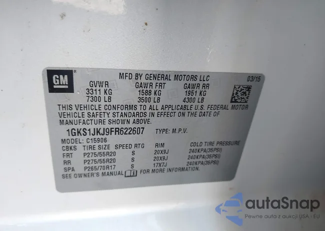 1GKS1JKJ9FR622607: 43901393