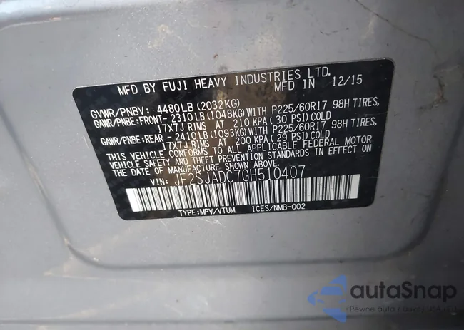 JF2SJADC7GH510407: 43900548