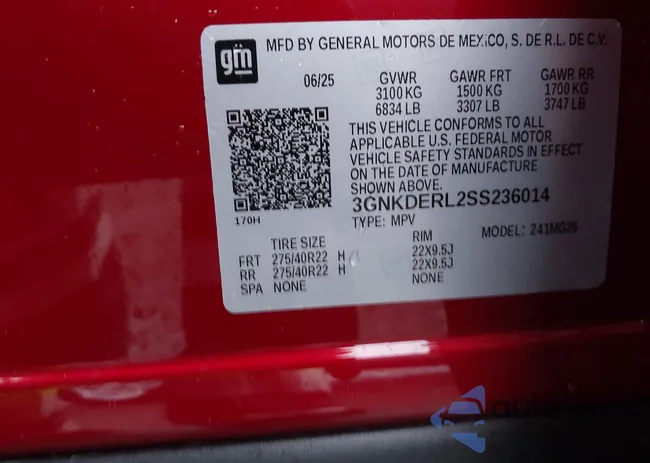 3GNKDERL2SS236014: 43900634