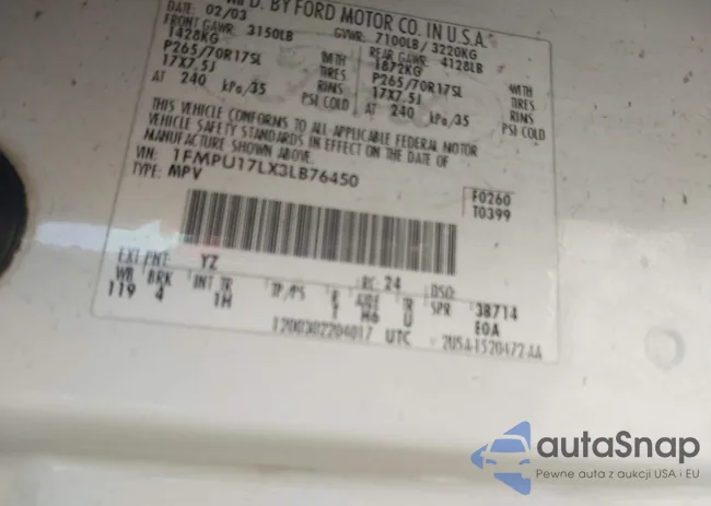 1FMPU17LX3LB76450: 43900651