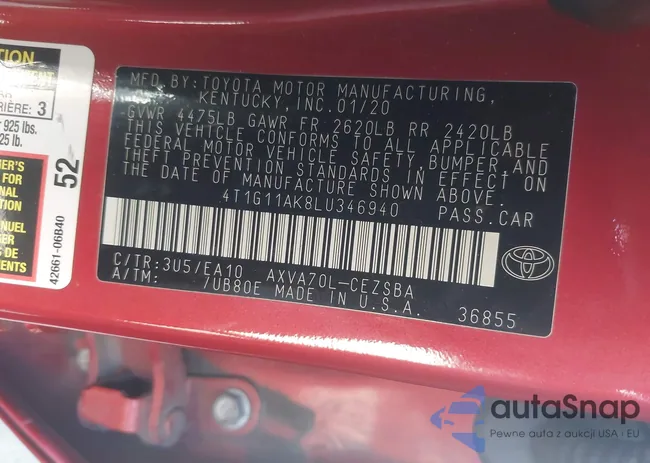 4T1G11AK8LU346940: 43900675