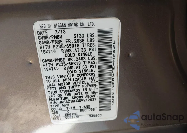 JN8AZ1MU3DW212637: 43900775