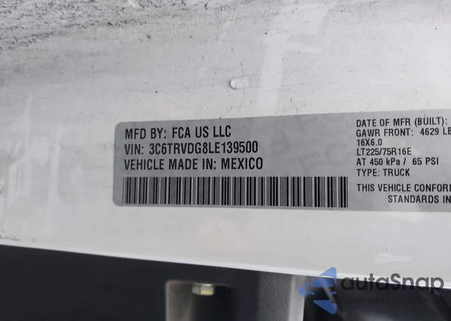 3C6TRVDG8LE139500: 43902009