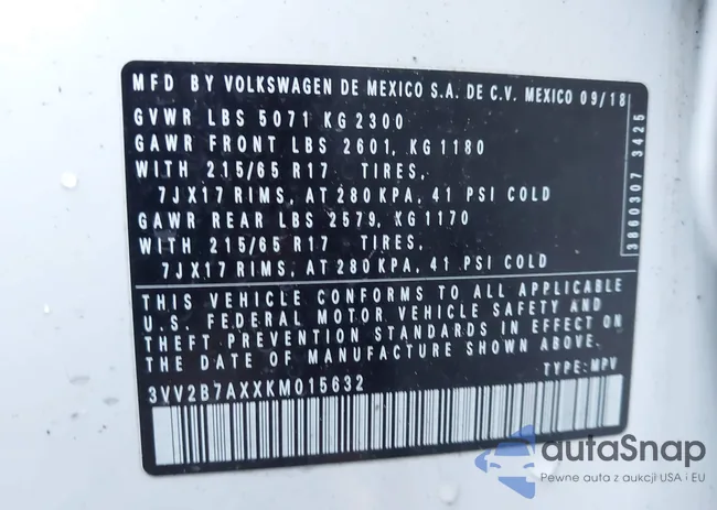 3VV2B7AXXKM015632: 43902077