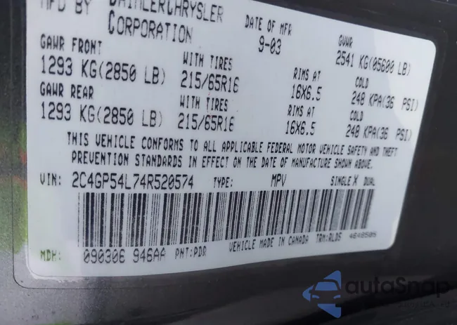 2C4GP54L74R520574: 43902079