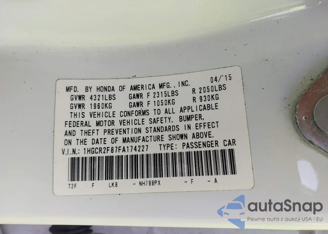 1HGCR2F87FA174227: 43902119