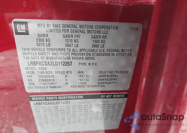 LRBFXCSA2LD112257: 43902157