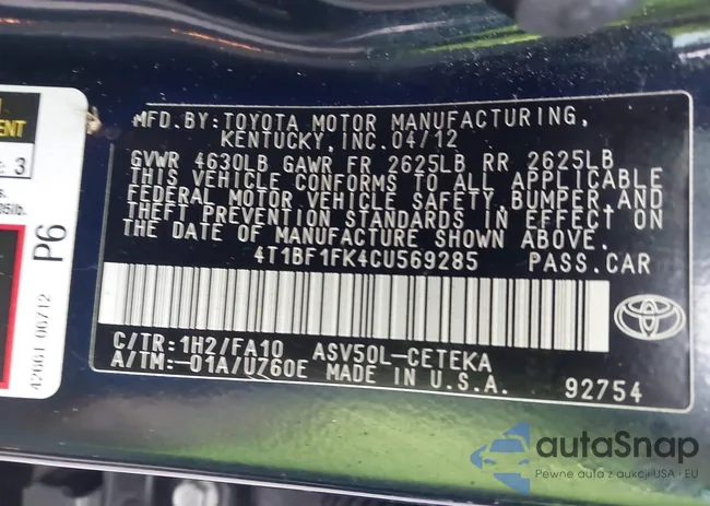 4T1BF1FK4CU569285: 43902327