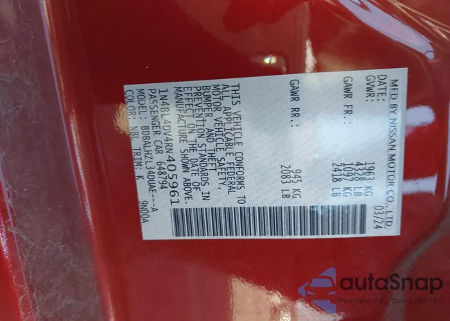 1N4BL4DV4RN405961: 43901503