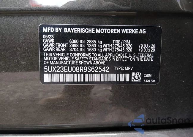 5UX23EU08R9S62542: 43901595