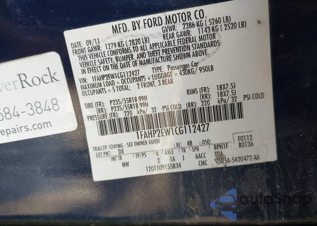 1FAHP2EW1CG112427: 43901624