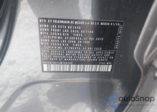 3VV2B7AX1LM104152: 43901658