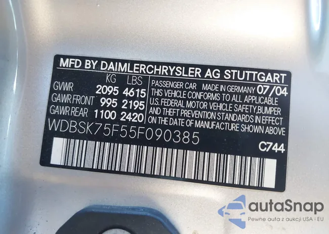 WDBSK75F55F090385: 43901678