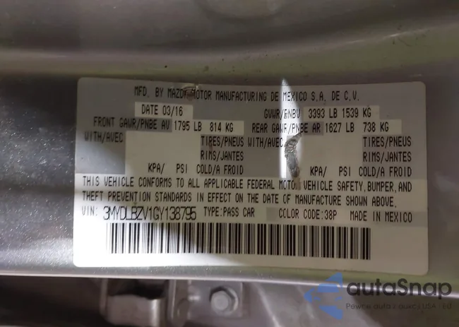 3MYDLBZV1GY138795: 43901731