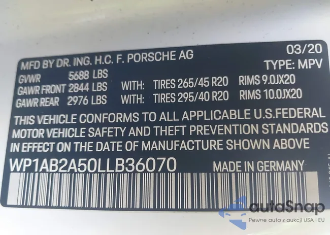 WP1AB2A50LLB36070: 43901806