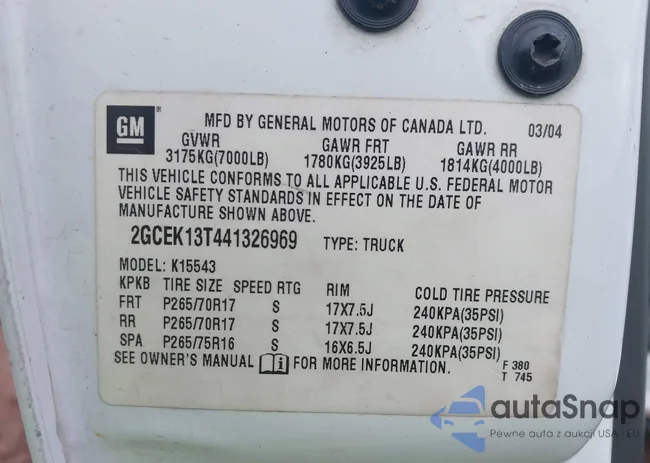 2GCEK13T441326969: 43903004