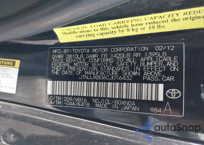 JTNJJXB06CJ016432: 43903087