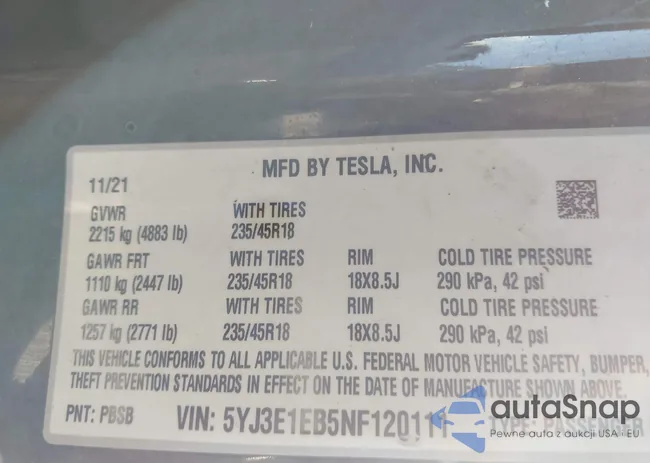 5YJ3E1EB5NF120111: 43903212