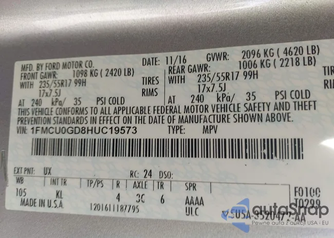 1FMCU0GD8HUC19573: 43902450