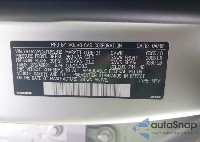 YV4A22PL5G1092816: 43902479