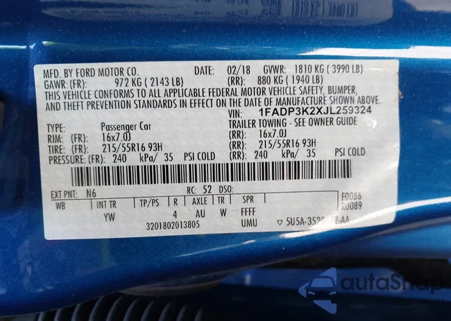 1FADP3K2XJL259324: 43902494