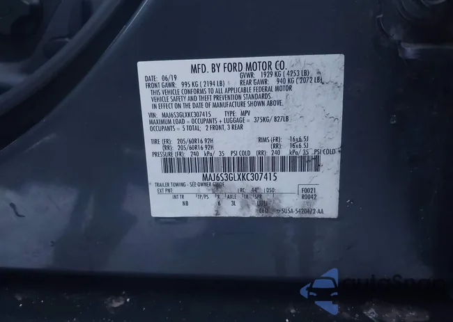 MAJ6S3GLXKC307415: 43902553