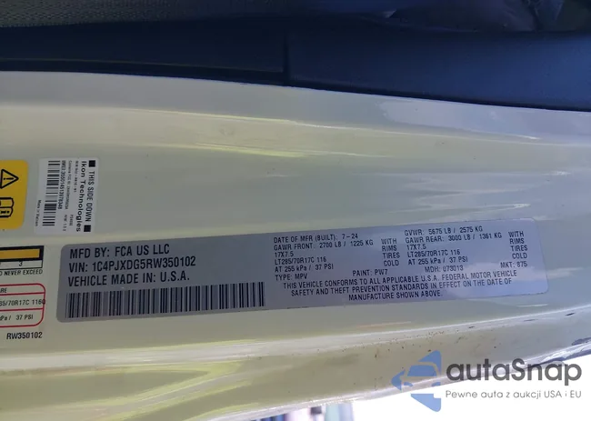 1C4PJXDG5RW350102: 43902625