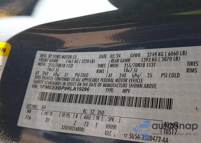 1FMEE8BP9RLA19296: 43902834