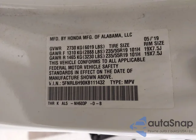 5FNRL6H90KB111432: 43904094