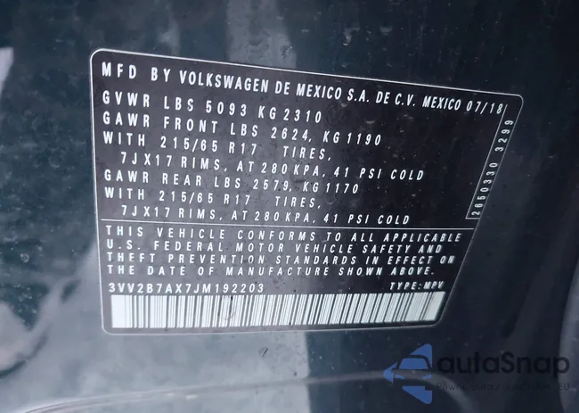 3VV2B7AX7JM192203: 43904342