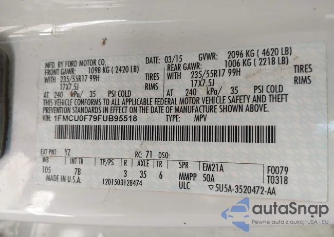 1FMCU0F79FUB95518: 43903582