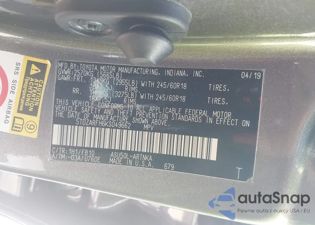 5TDZARFH6KS049662: 44503653