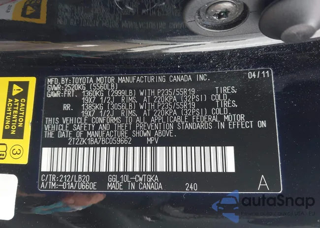 2T2ZK1BA7BC059662: 44503947